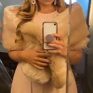 Fake fur blush colored wrap